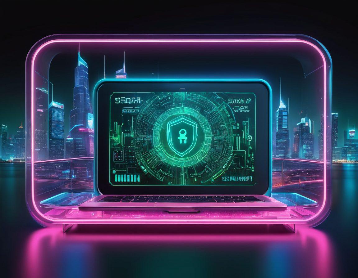 A high-tech digital wallet surrounded by floating symbols of various payment methods, like credit cards and cryptocurrencies, intertwined with locks and shields representing security. The background features a futuristic city skyline with neon lights, symbolizing trust and innovation. Emphasize a sense of protection and modernity. cyberpunk. vibrant colors. super-realistic.